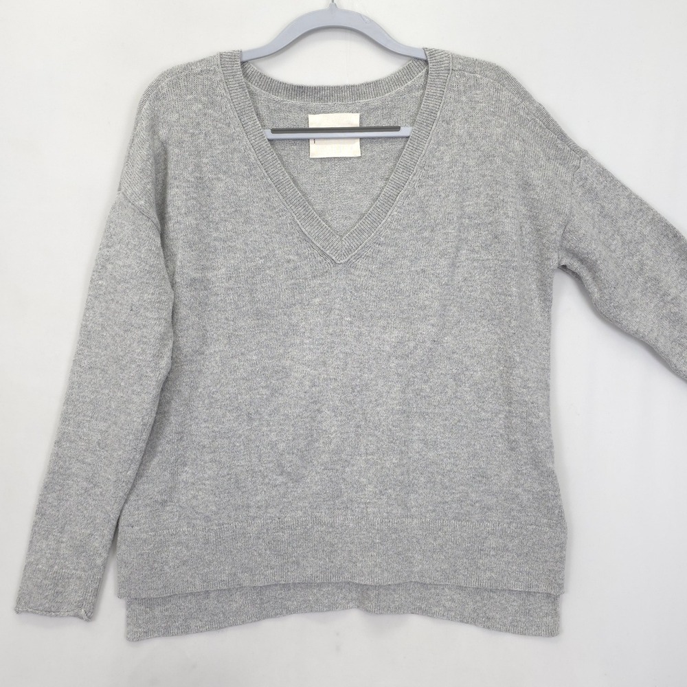 Lucky Brand‎ Women S Gray V-Neck Sweater Cotton Cashmere Blend Soft Knit